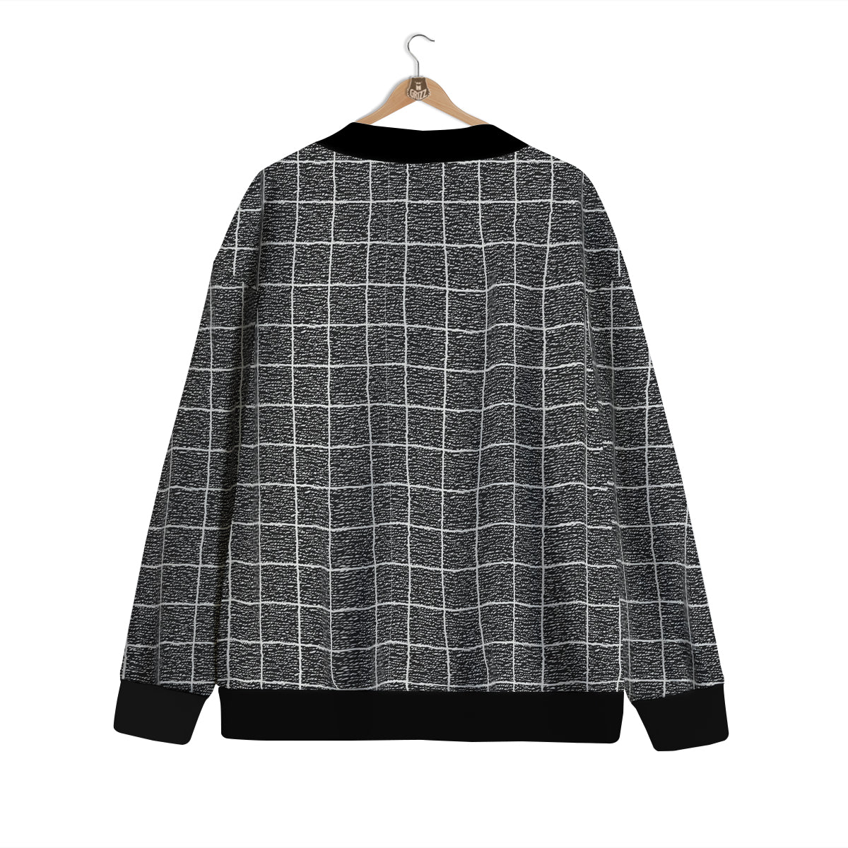 Windowpane Noisy Print Pattern Cardigan-grizzshop