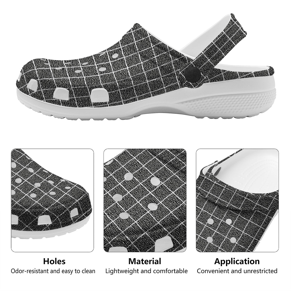 Windowpane Noisy Print Pattern Clog-grizzshop