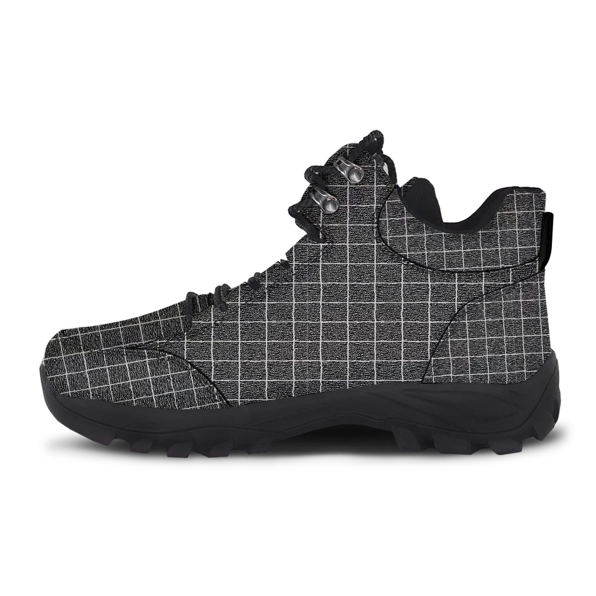 Windowpane Noisy Print Pattern Hiking Shoes-grizzshop