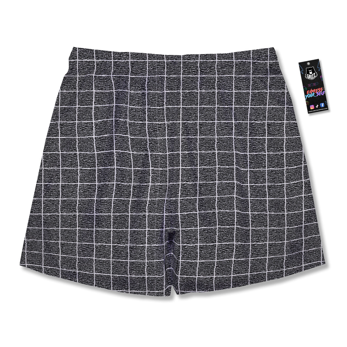 Windowpane Noisy Print Pattern Men's Running Shorts-grizzshop