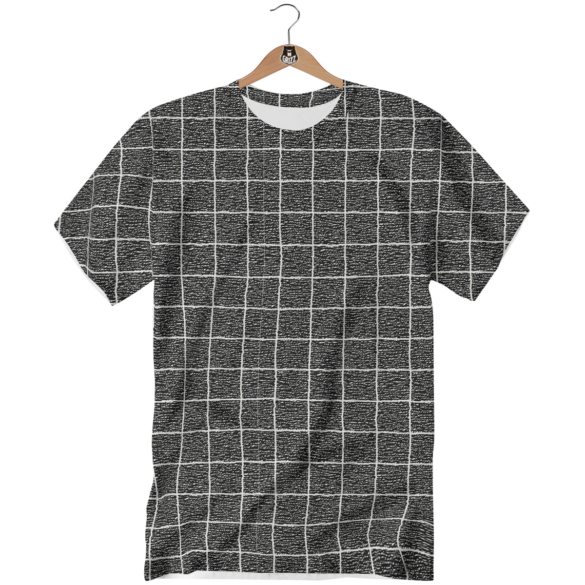 Windowpane Noisy Print Pattern T-Shirt-grizzshop