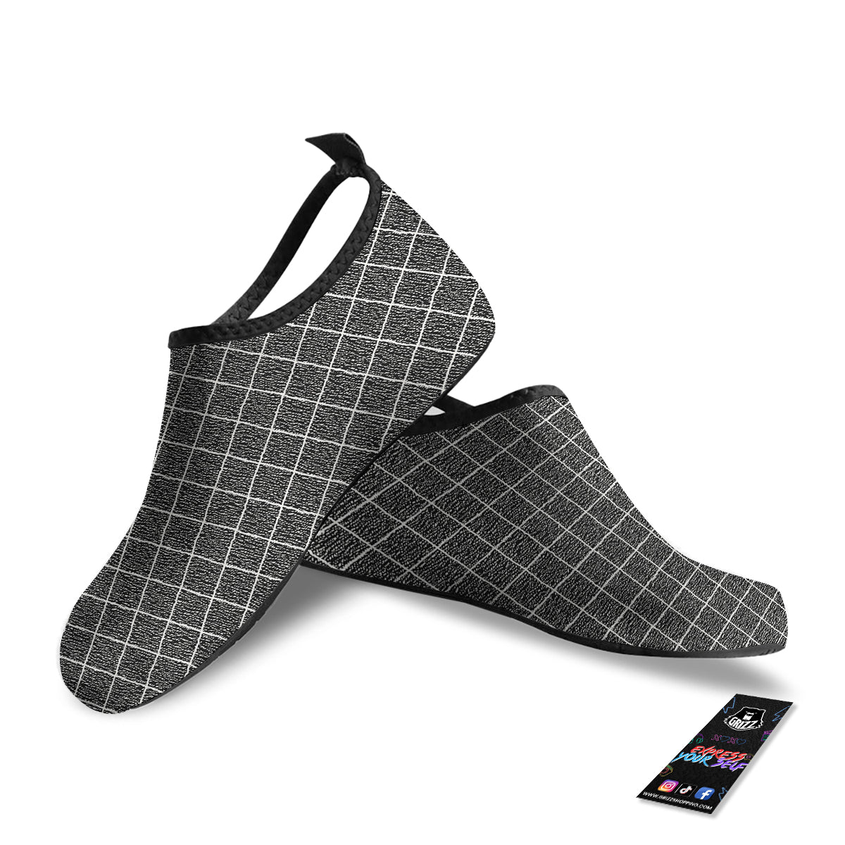Windowpane Noisy Print Pattern Water Shoes-grizzshop
