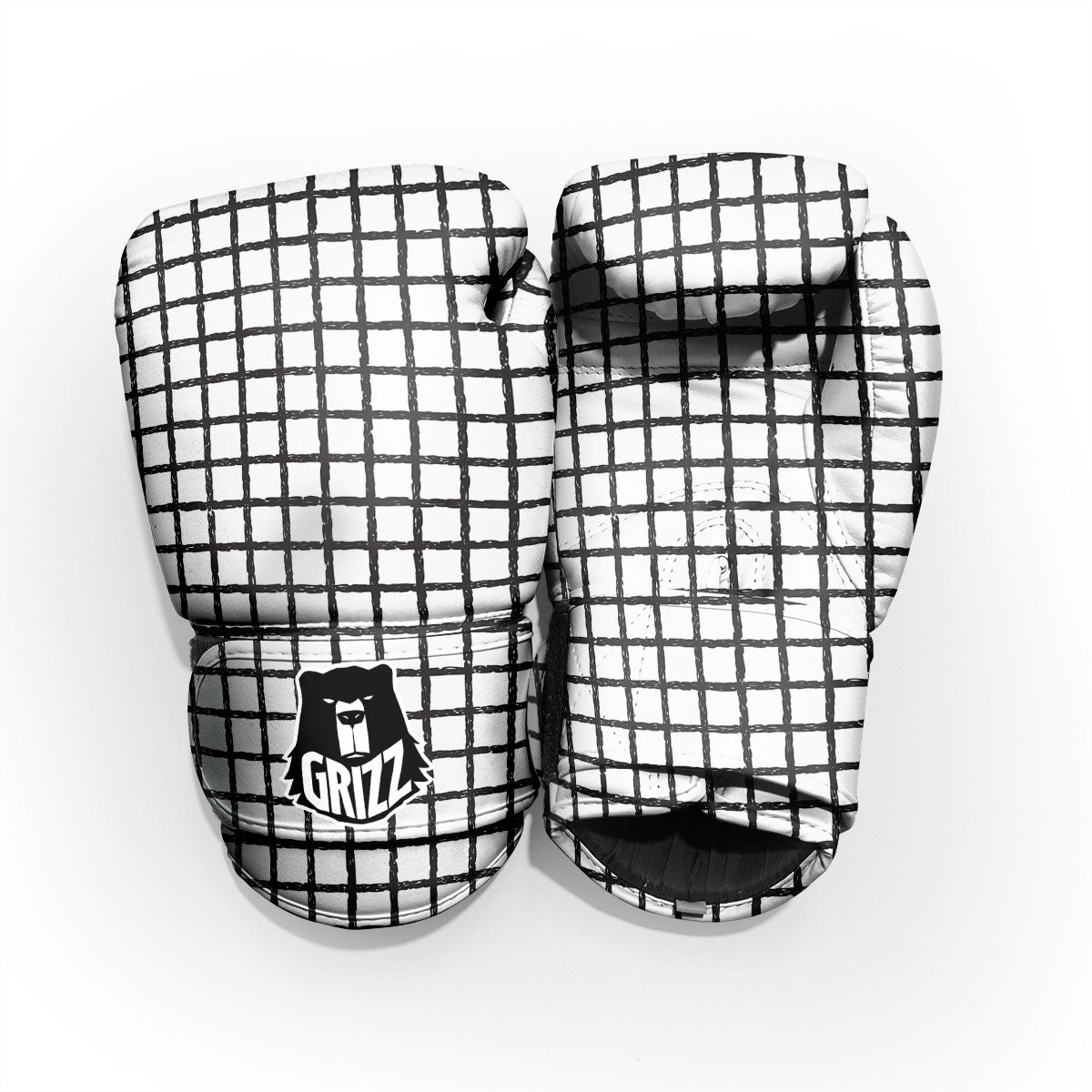 Windowpane White And Black Print Pattern Pro Boxing Glove