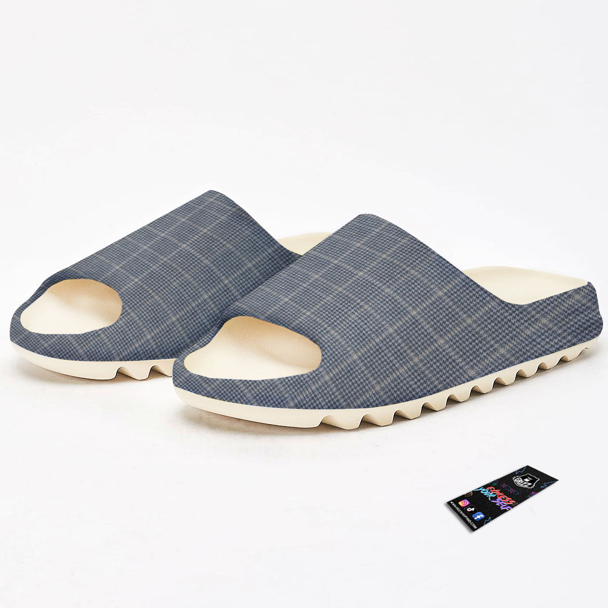 Windowpane Grey Print Pattern Sandals-grizzshop