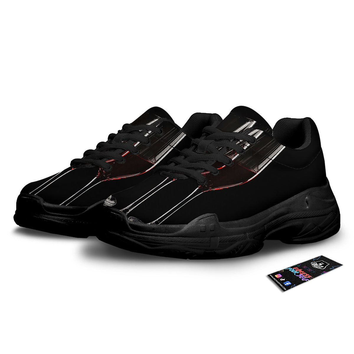 Wine Glasses Print Black Chunky Shoes-grizzshop