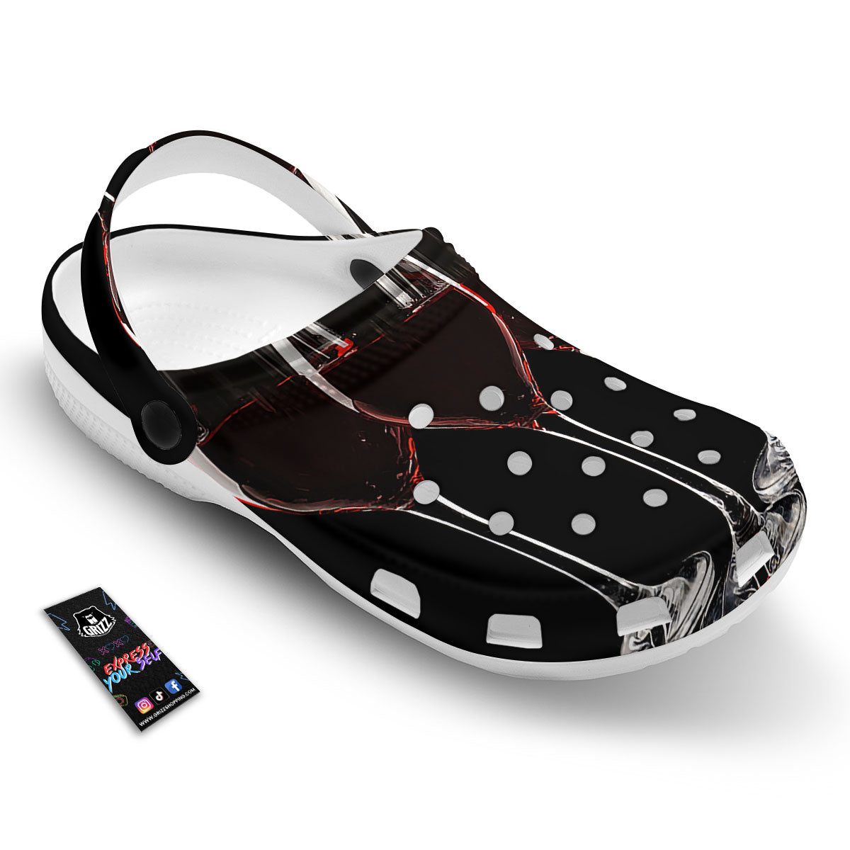 Wine Glasses Print Clog-grizzshop