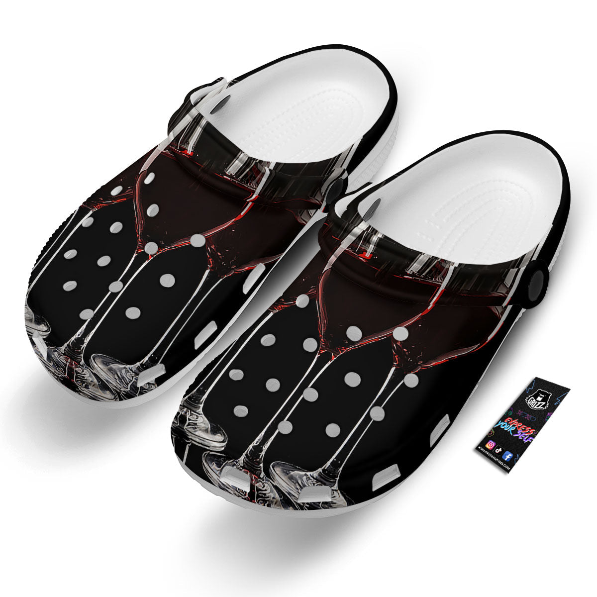 Wine Glasses Print Clog-grizzshop