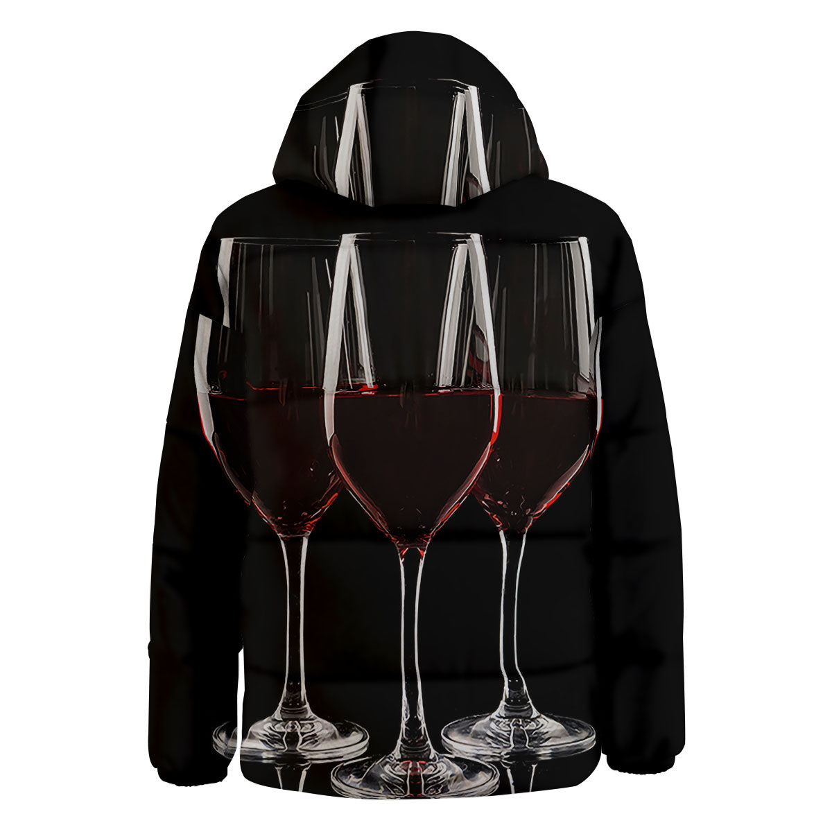 Wine Glasses Print Down Jacket-grizzshop
