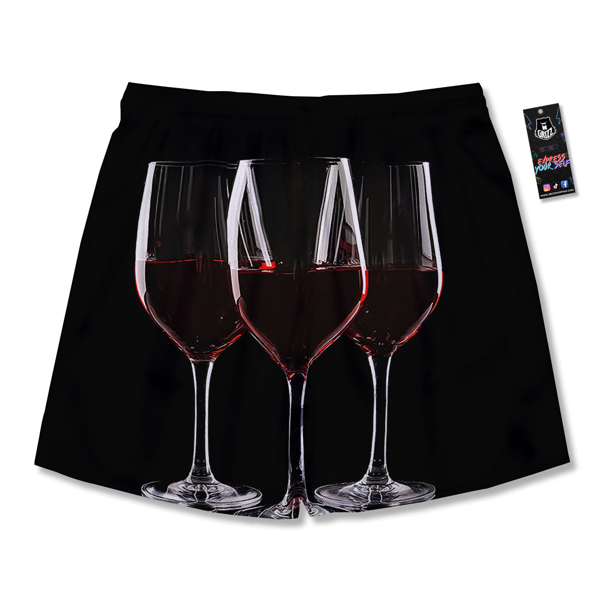 Wine Glasses Print Men's Running Shorts-grizzshop