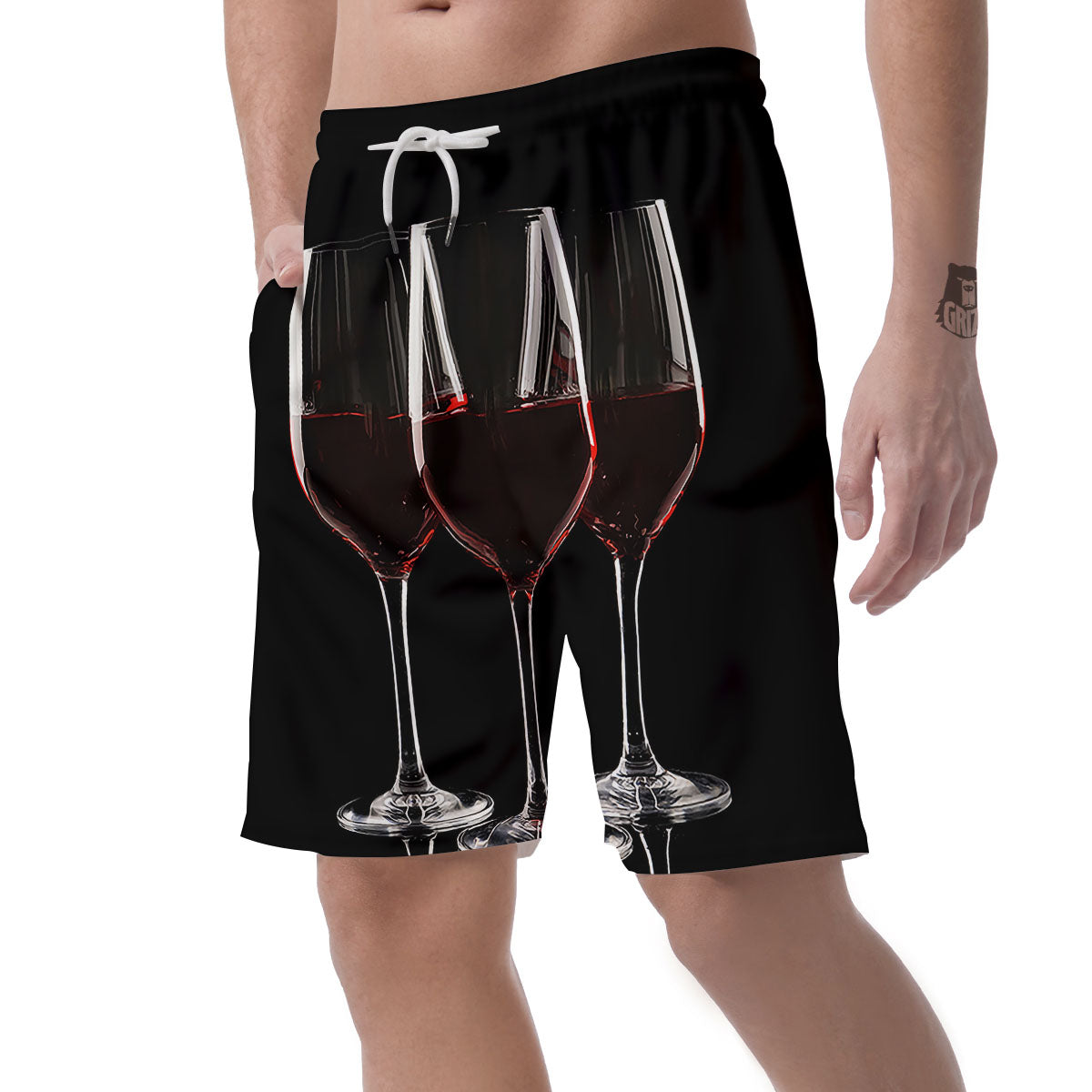 Wine Glasses Print Men's Shorts-grizzshop