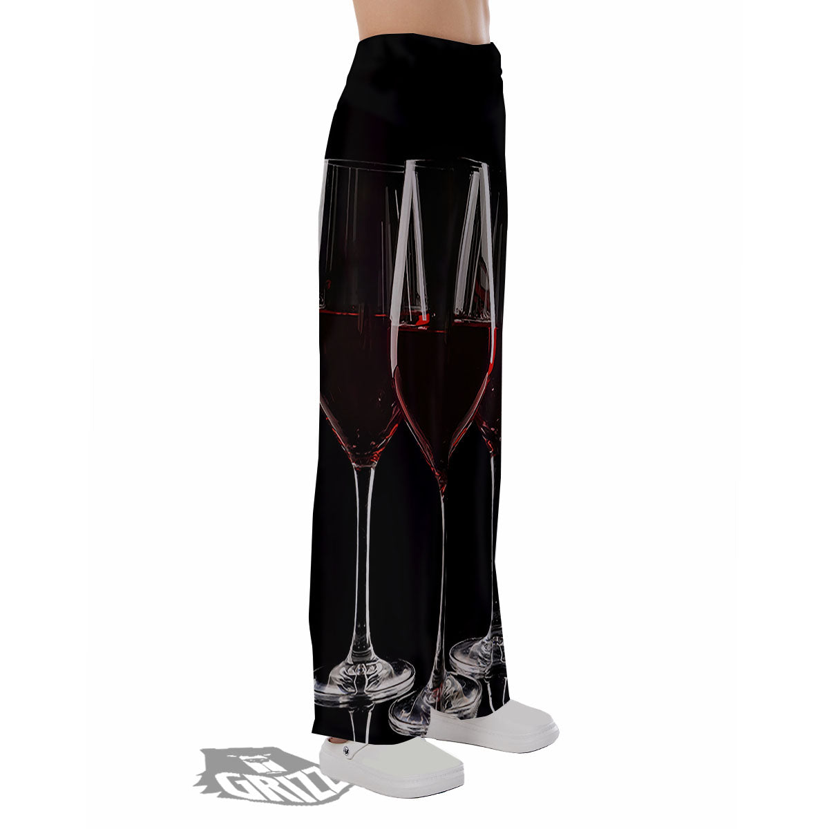 Wine Glasses Print Pajama Pants-grizzshop
