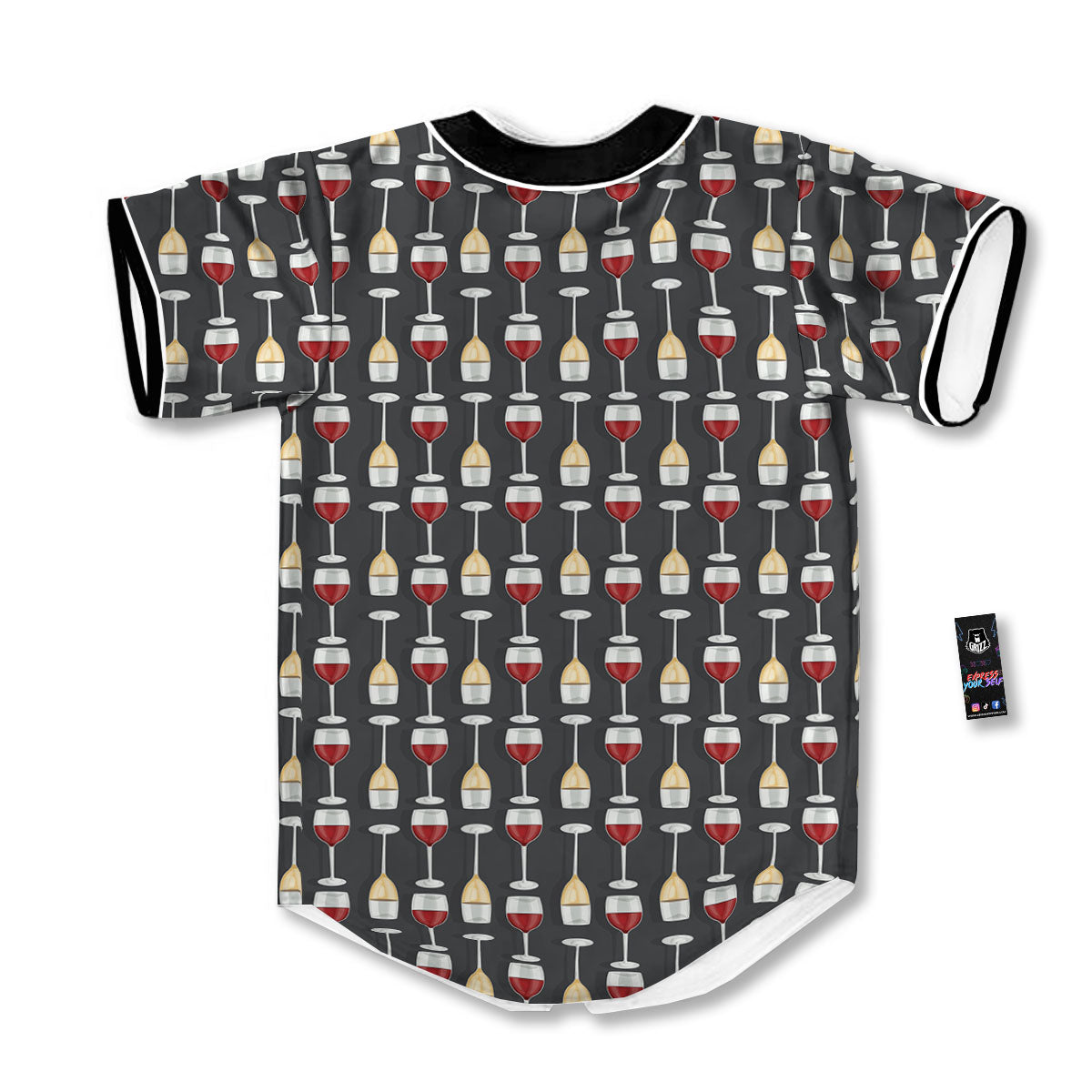 Wine Glasses Print Pattern Baseball Jersey-grizzshop