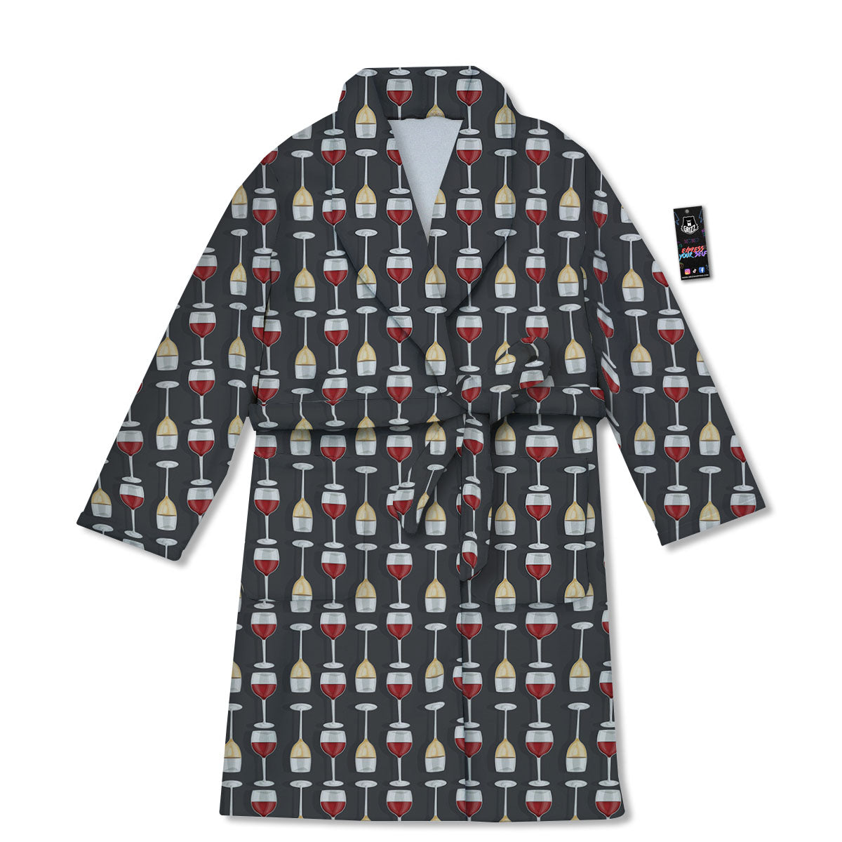 Wine Glasses Print Pattern Bathrobe-grizzshop