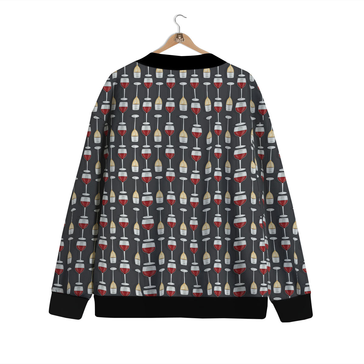 Wine Glasses Print Pattern Cardigan-grizzshop