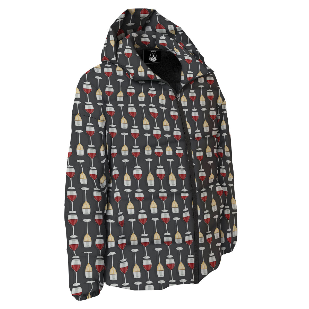 Wine Glasses Print Pattern Down Jacket-grizzshop