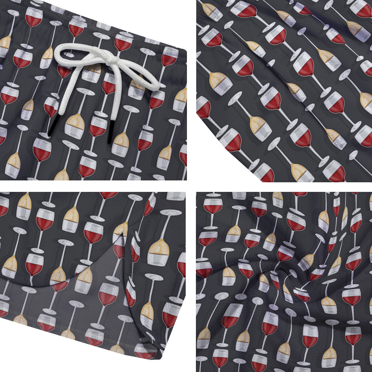 Wine Glasses Print Pattern Men's Running Shorts-grizzshop