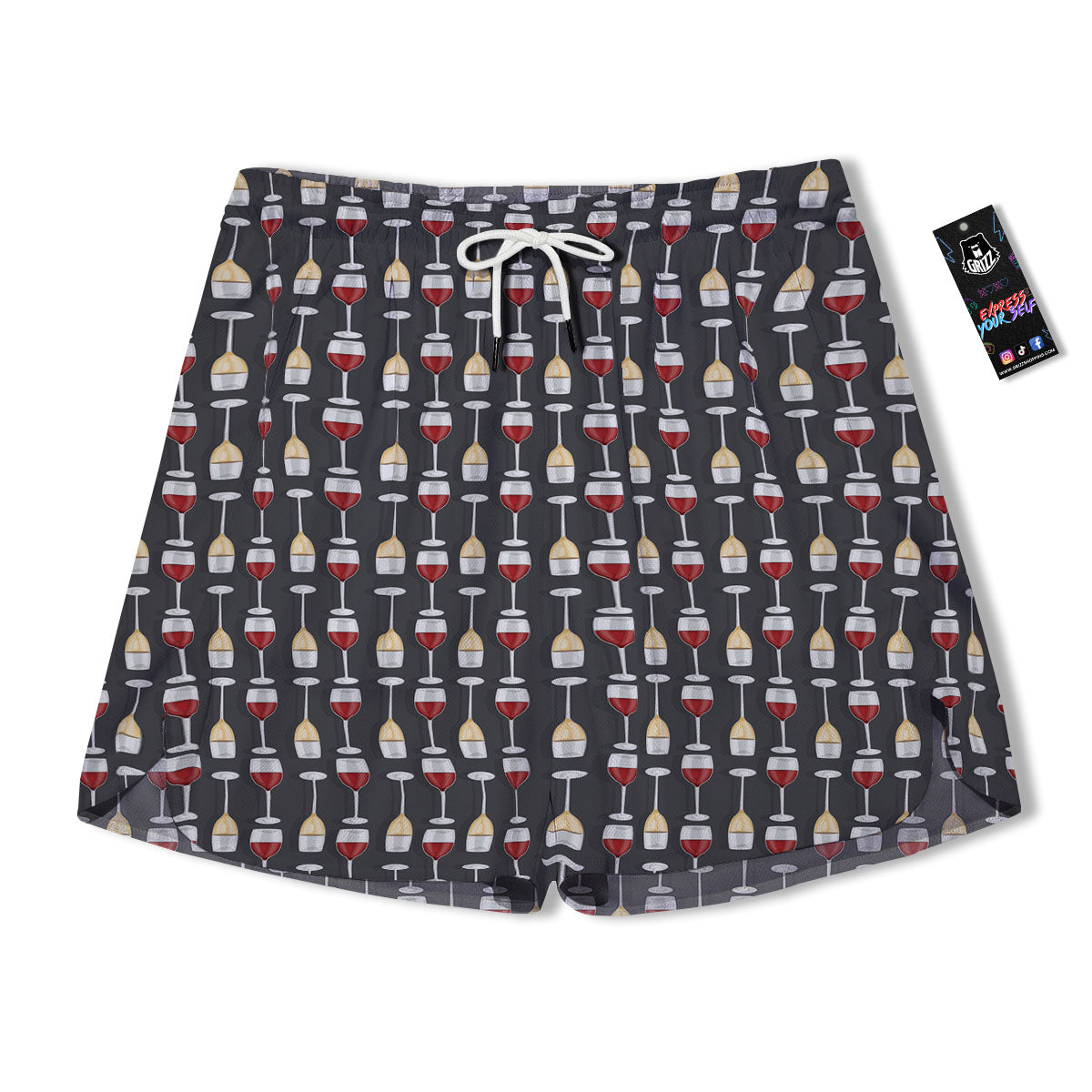 Wine Glasses Print Pattern Men's Running Shorts-grizzshop