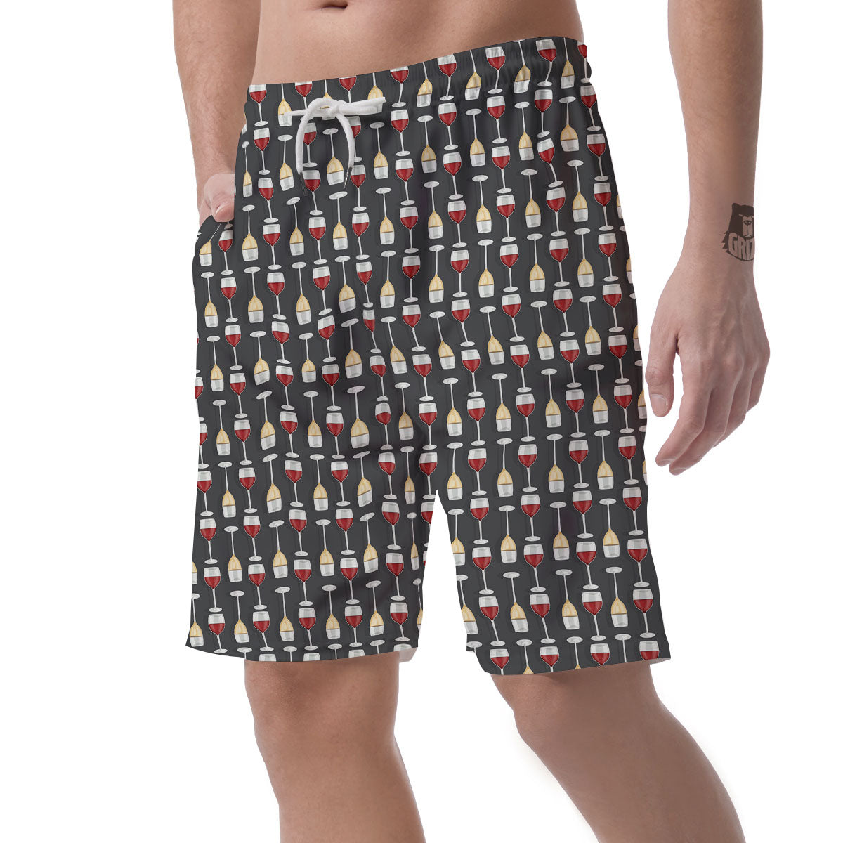 Wine Glasses Print Pattern Men's Shorts-grizzshop