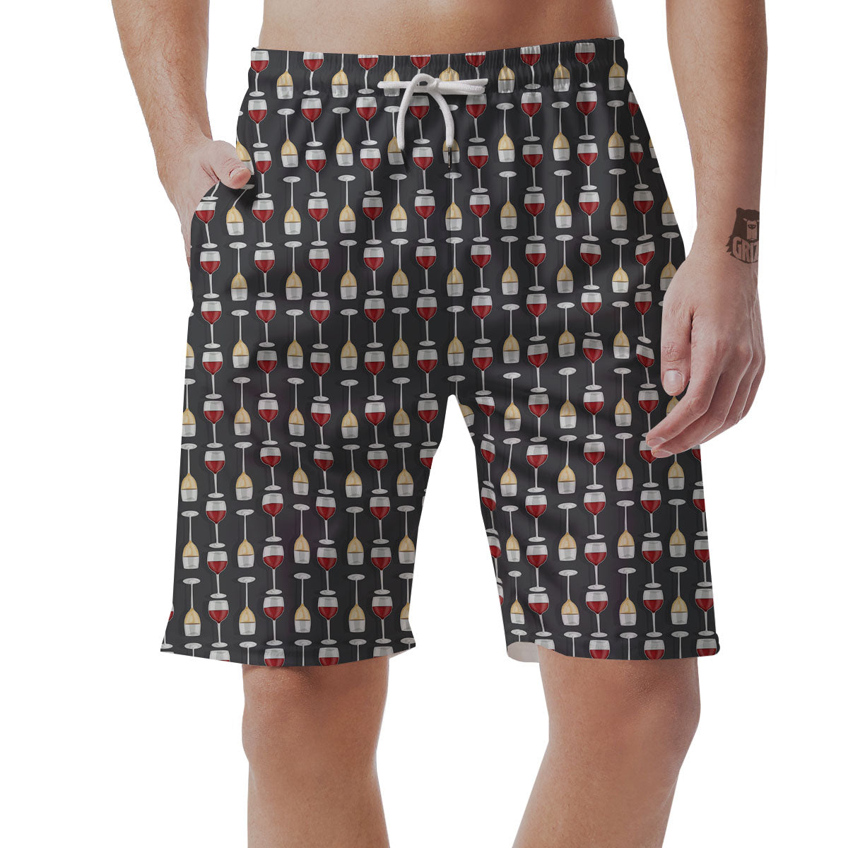 Wine Glasses Print Pattern Men's Shorts-grizzshop