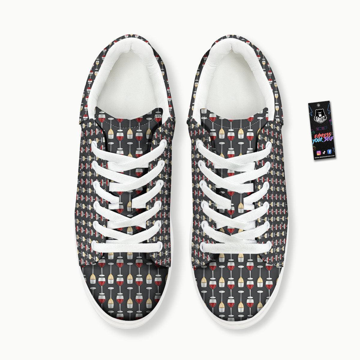 Wine Glasses Print Pattern Platform Shoes-grizzshop