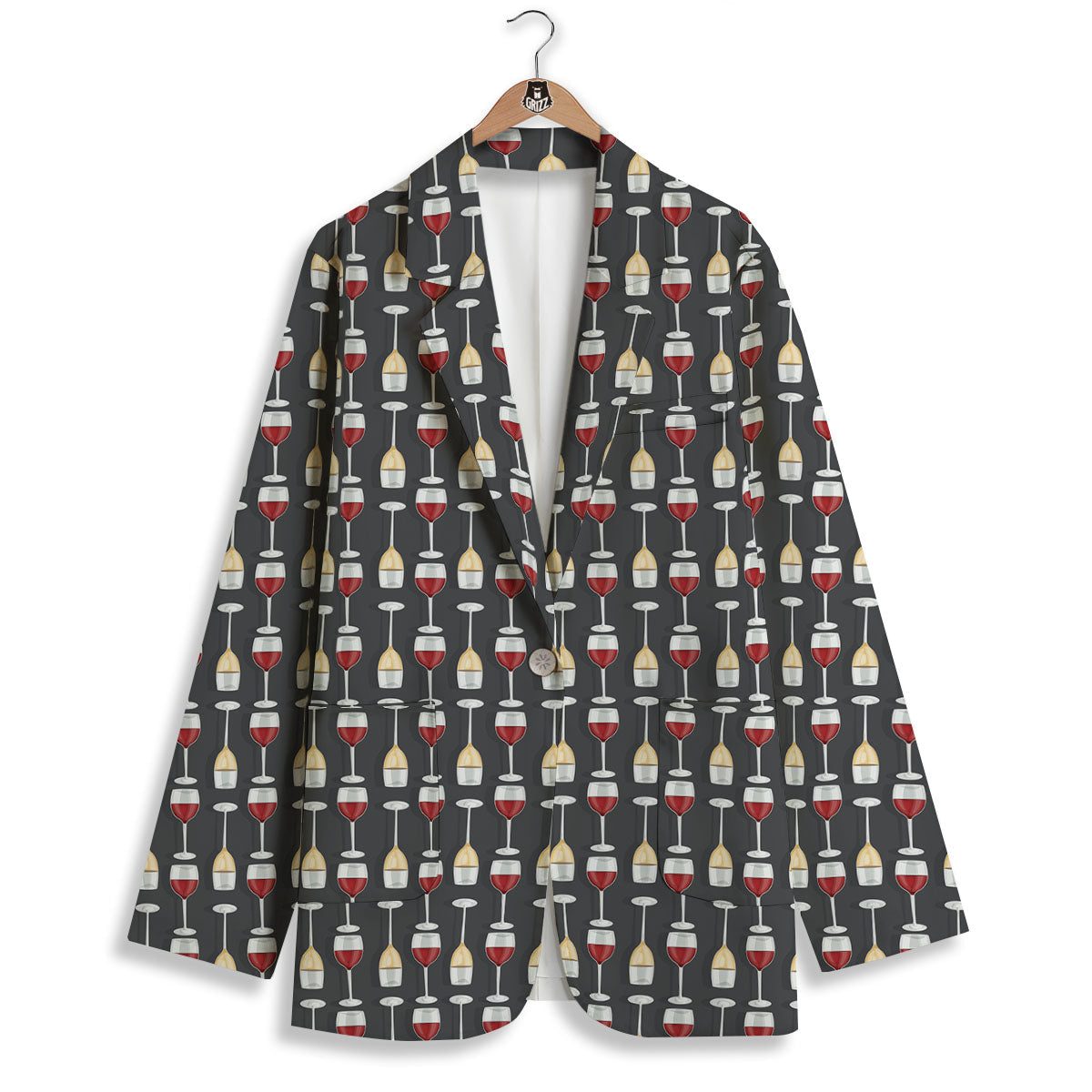 Wine Glasses Print Pattern Women's Blazer-grizzshop