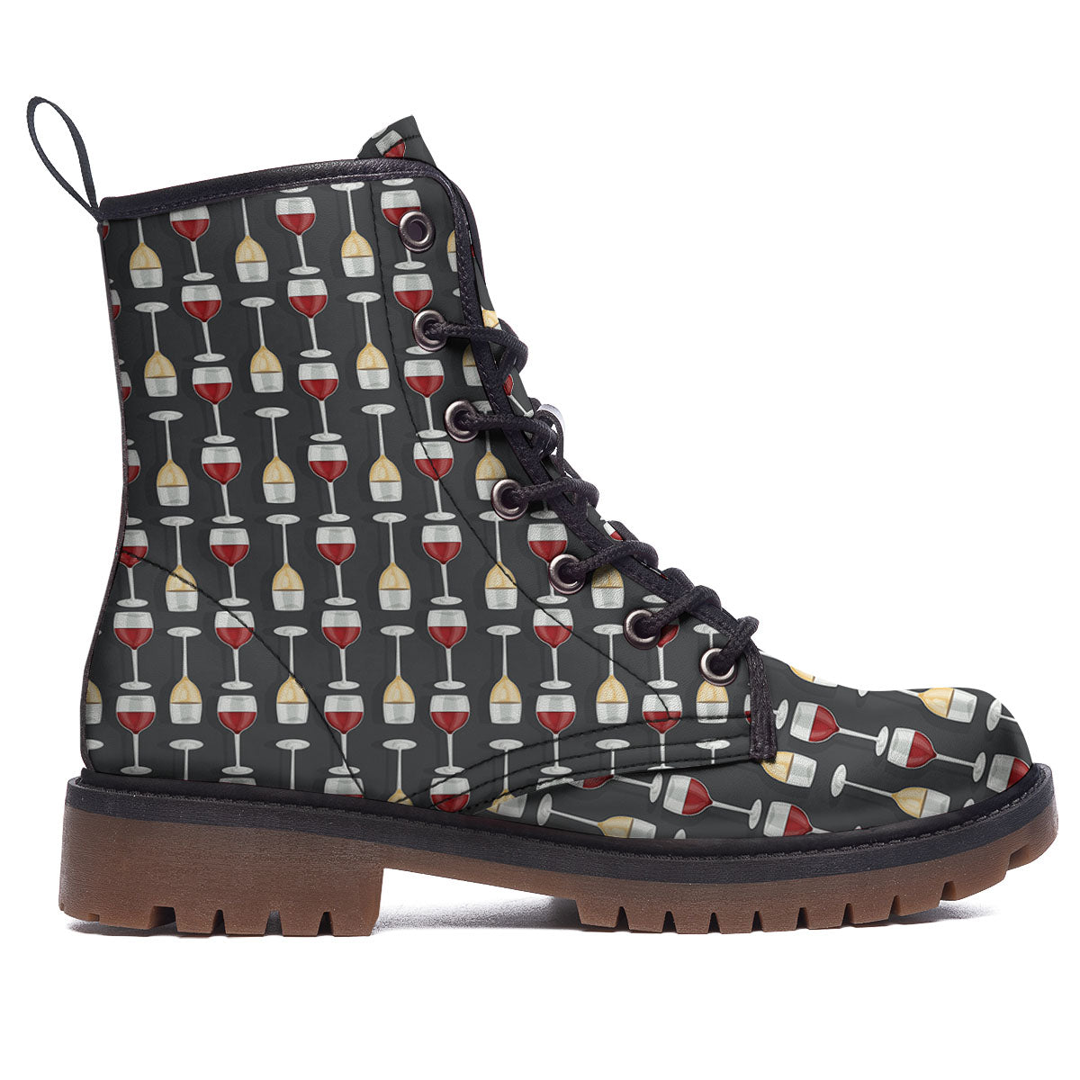 Wine Glasses Print Pattern Work Boots-grizzshop