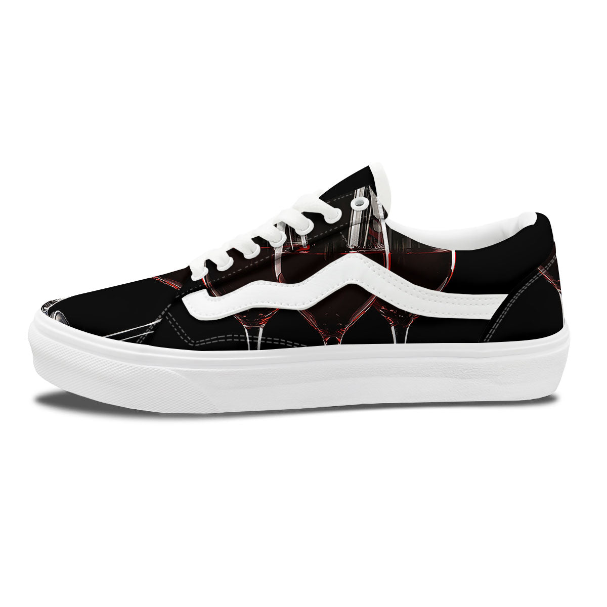 Wine Glasses Print Skate Shoes-grizzshop