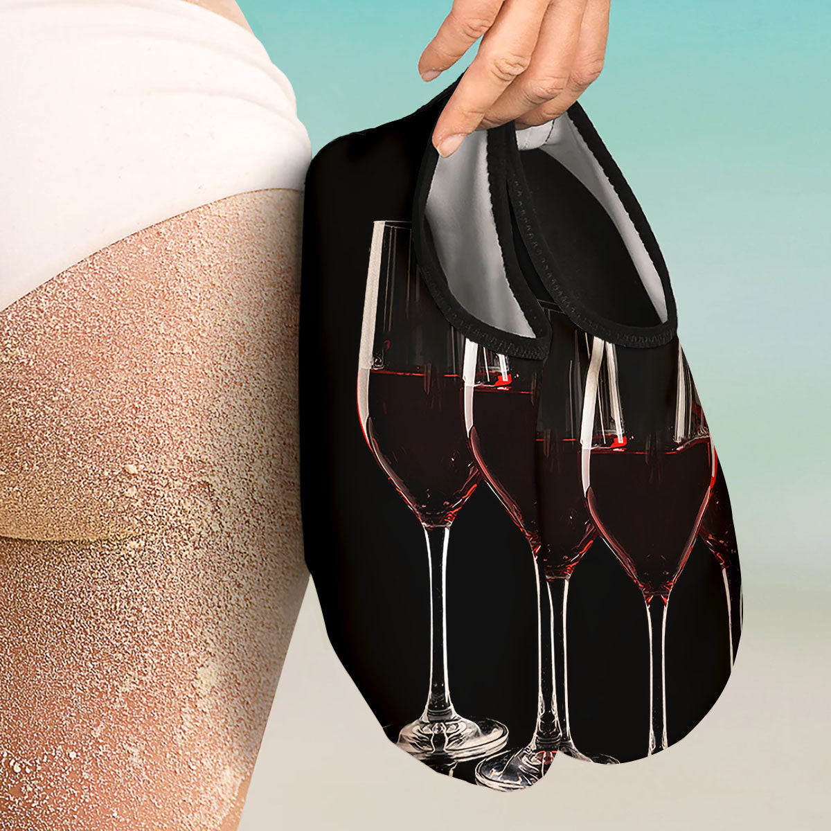 Wine Glasses Print Water Shoes-grizzshop