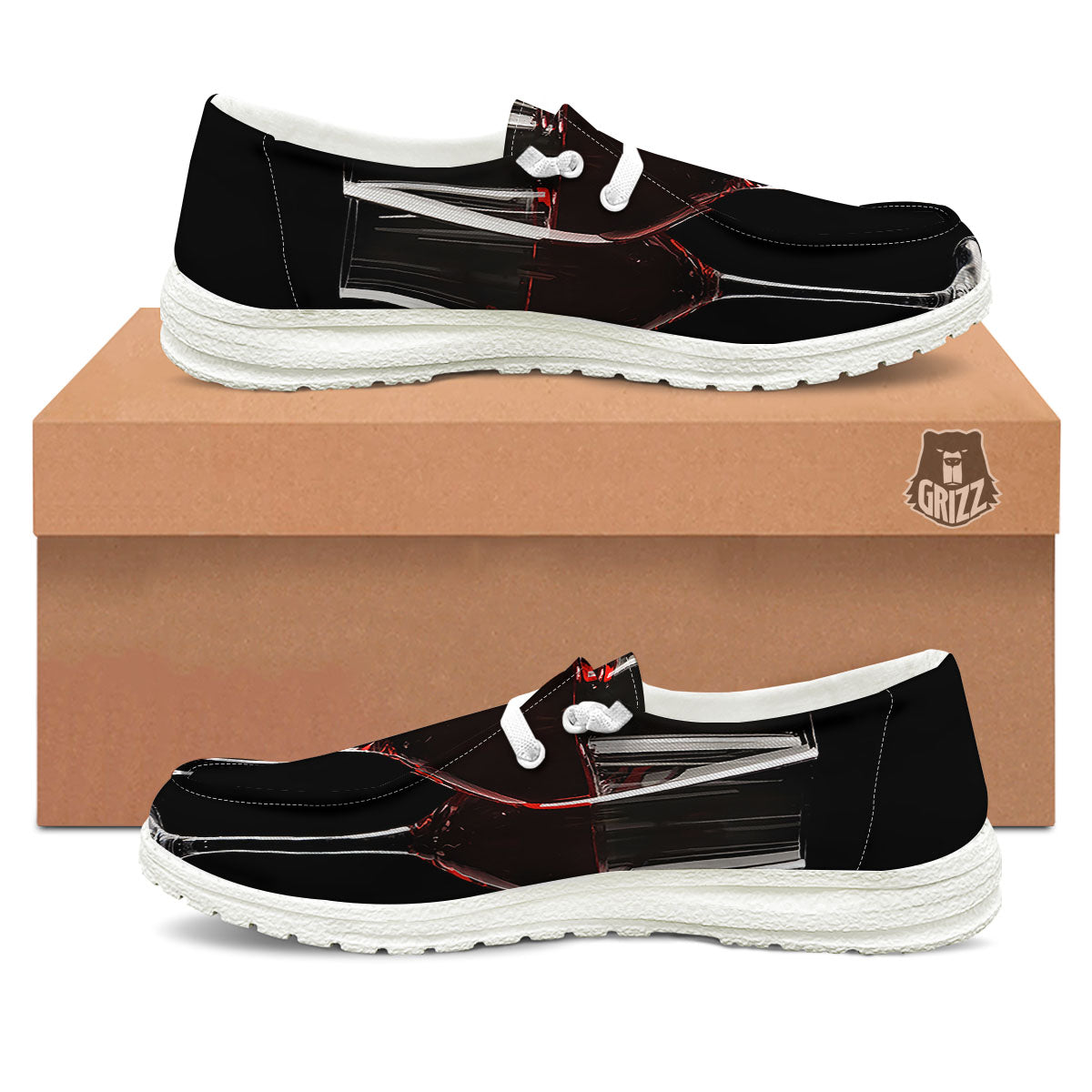 Wine Glasses Print White Loafers-grizzshop