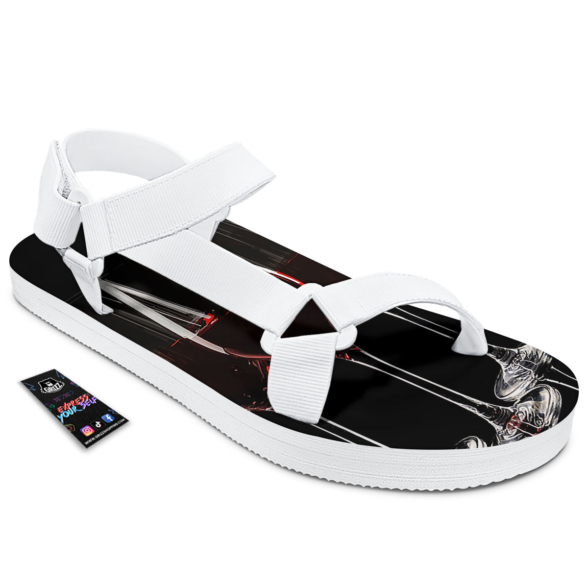 Wine Glasses Print White Open Toe Sandals-grizzshop