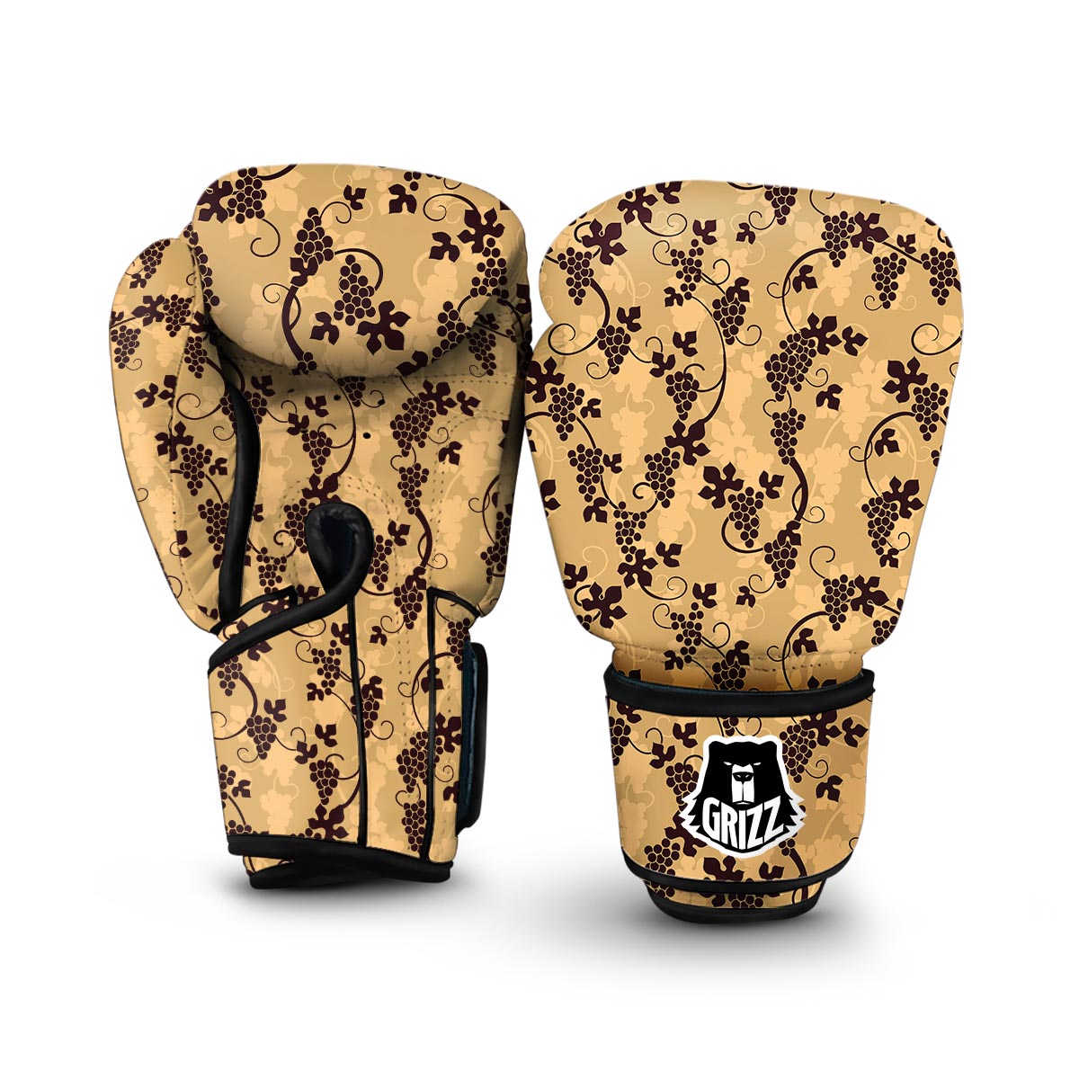 Wine Grape Pattern Print Boxing Gloves-grizzshop