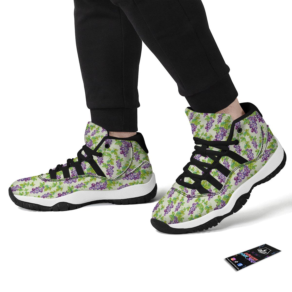 Wine Grape Print Pattern Black Bball Shoes-grizzshop