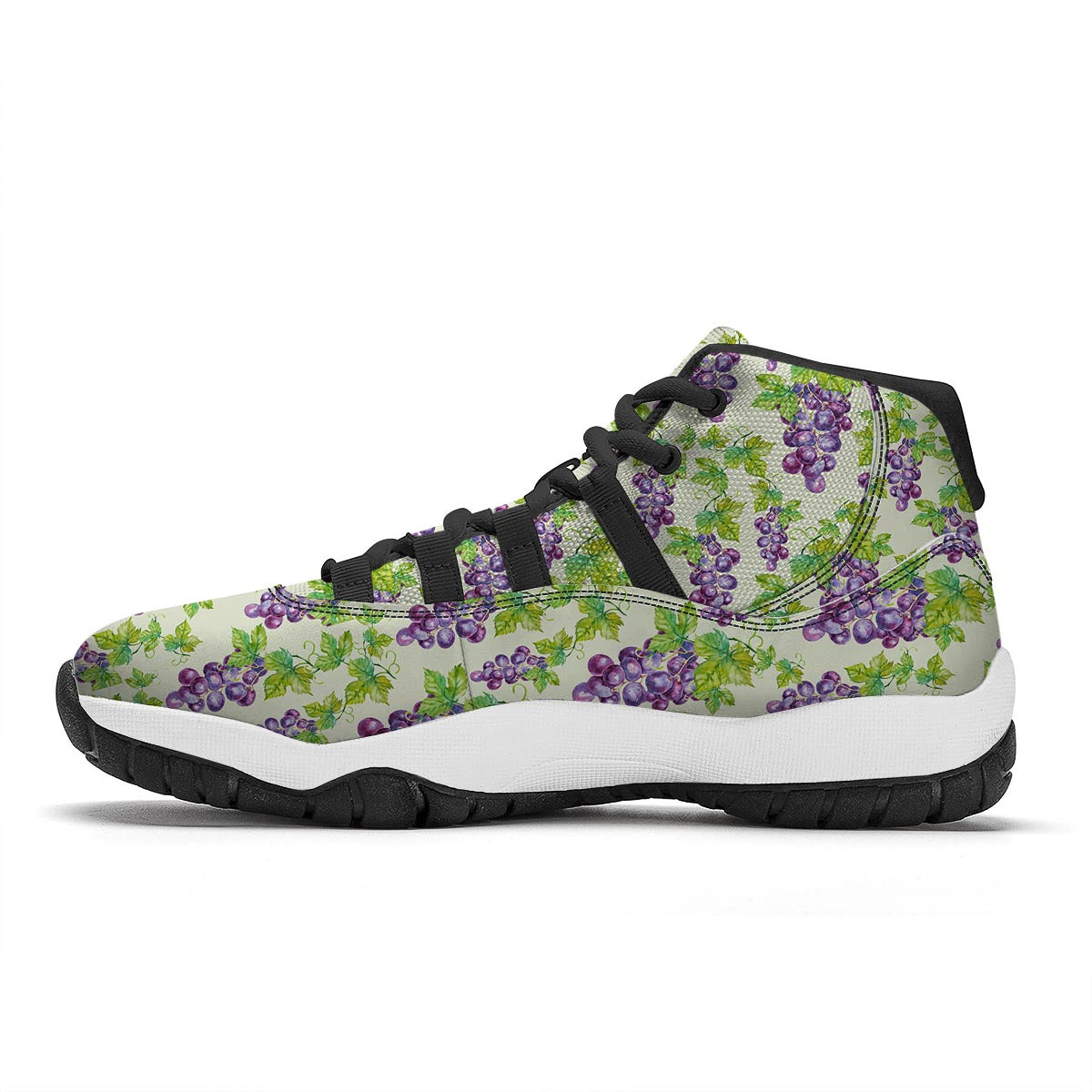 Wine Grape Print Pattern Black Bball Shoes-grizzshop