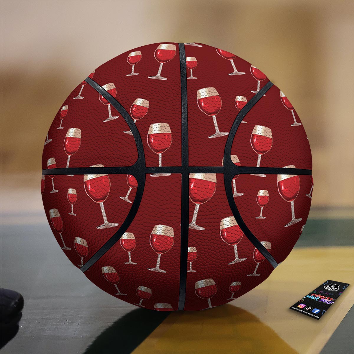 Wine Red Print Pattern Basketball-grizzshop