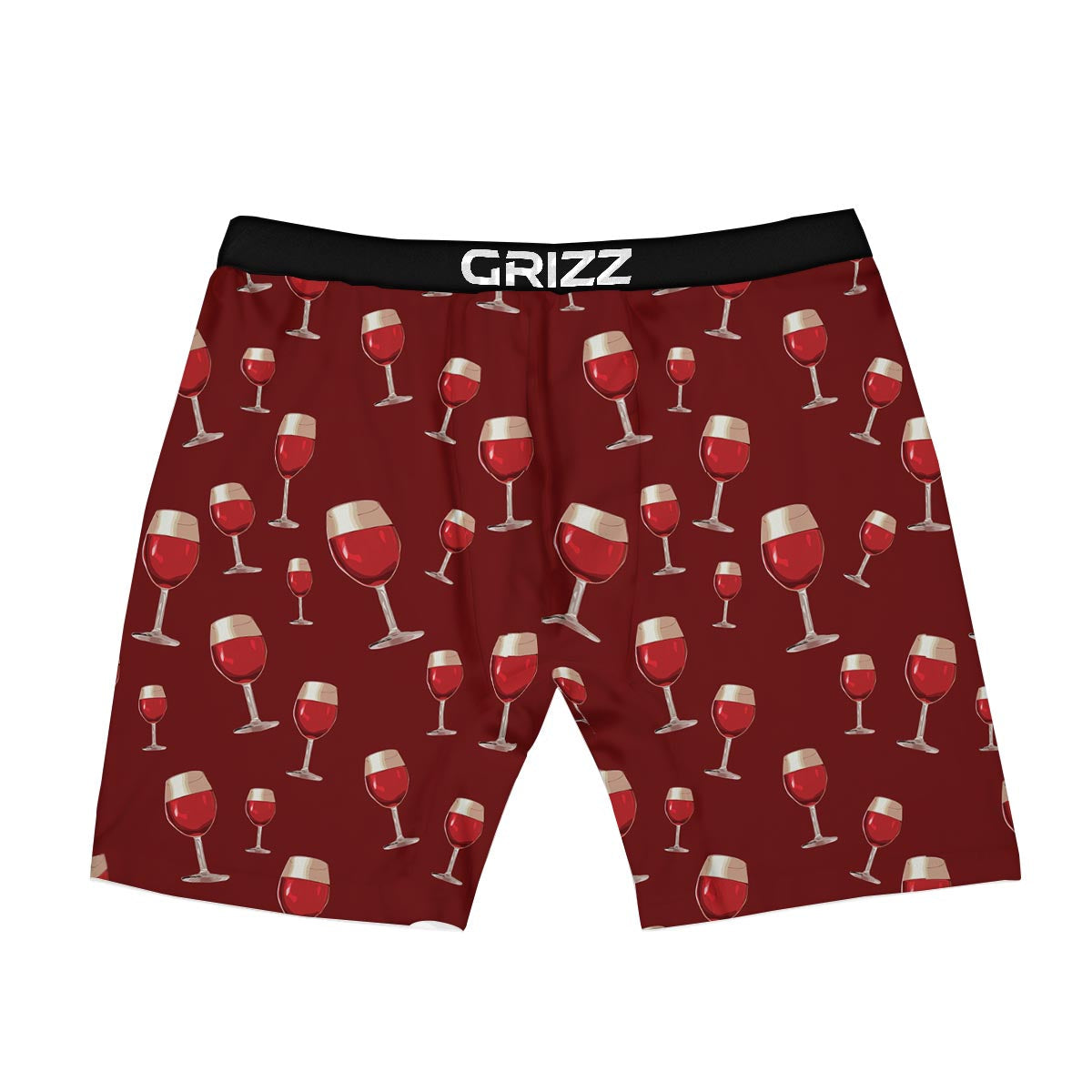 Wine Red Print Pattern Boxer Briefs-grizzshop