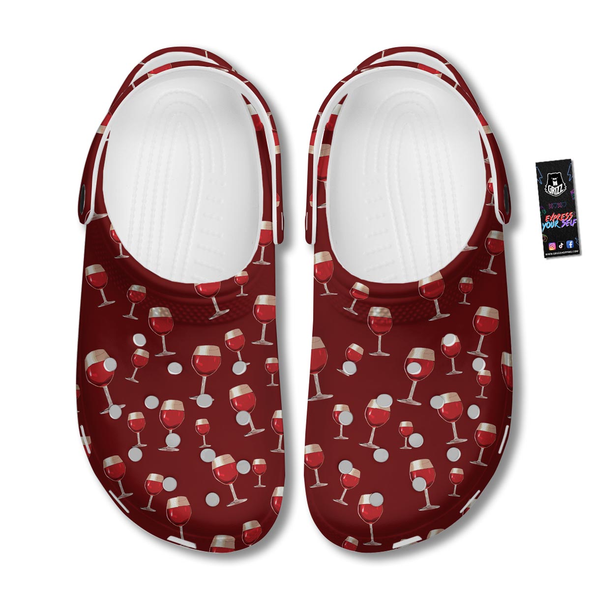 Wine Red Print Pattern Clog-grizzshop