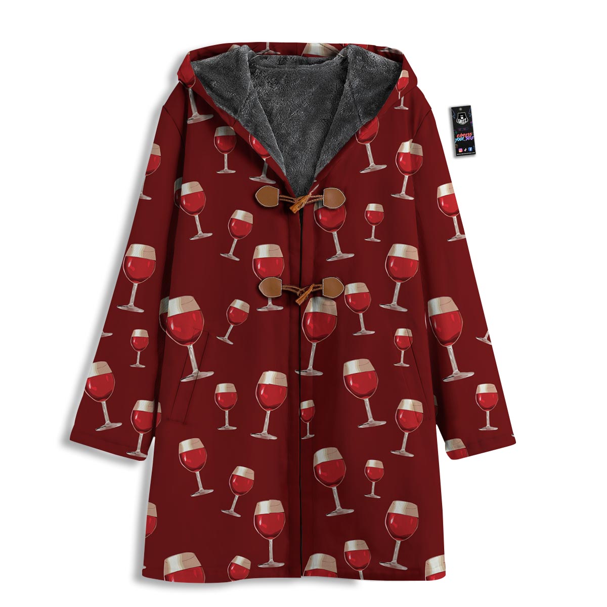 Wine Red Print Pattern Men's Windbreaker Jacket-grizzshop