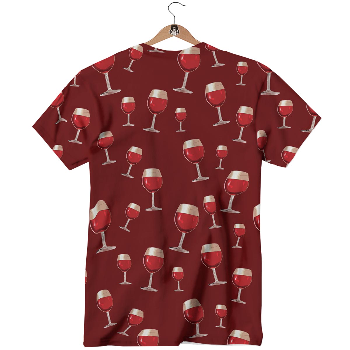 Wine Red Print Pattern T-Shirt-grizzshop