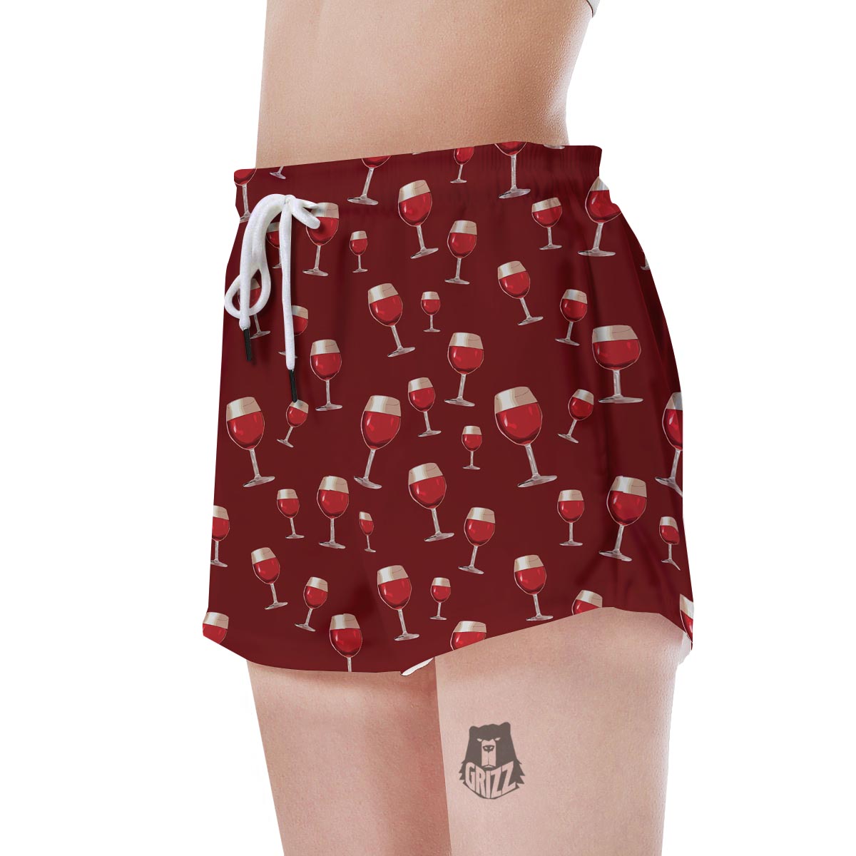 Wine Red Print Pattern Women's Shorts-grizzshop
