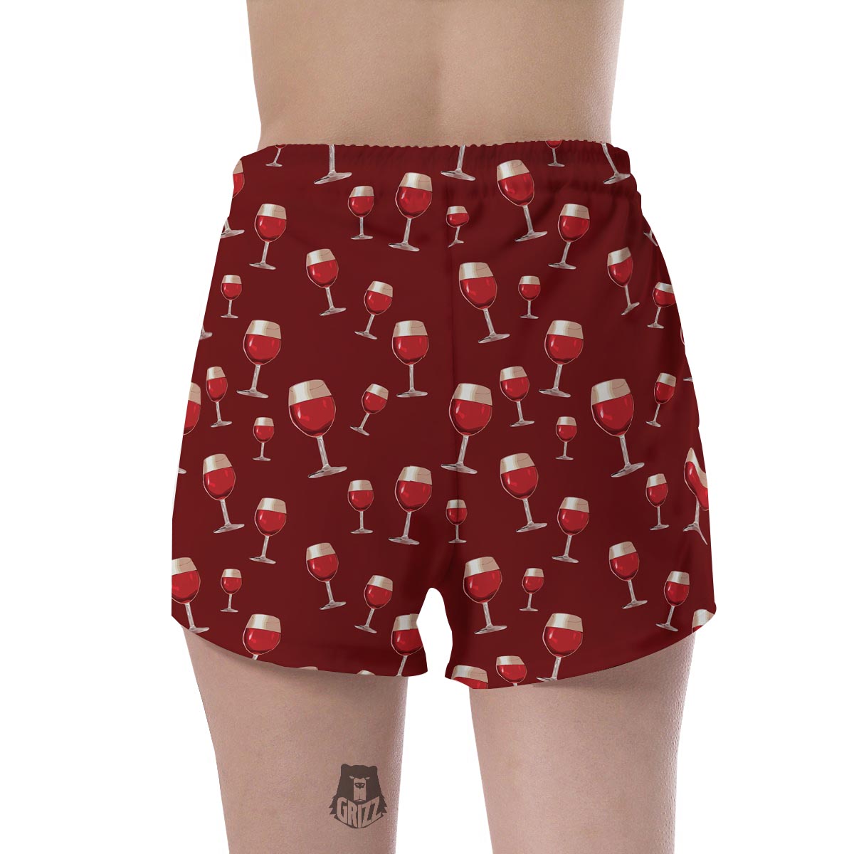 Wine Red Print Pattern Women's Shorts-grizzshop