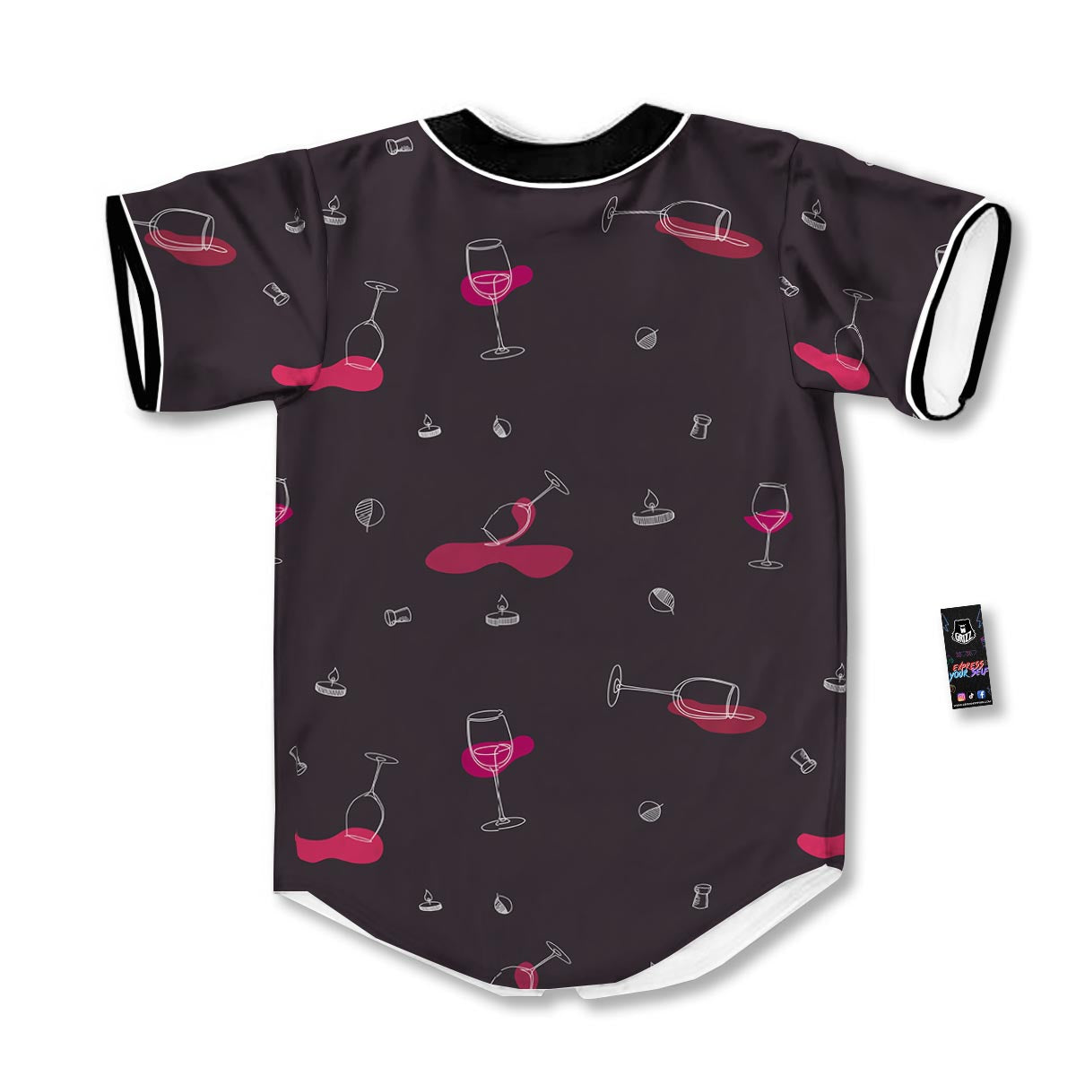 Wine Splash Print Pattern Baseball Jersey-grizzshop
