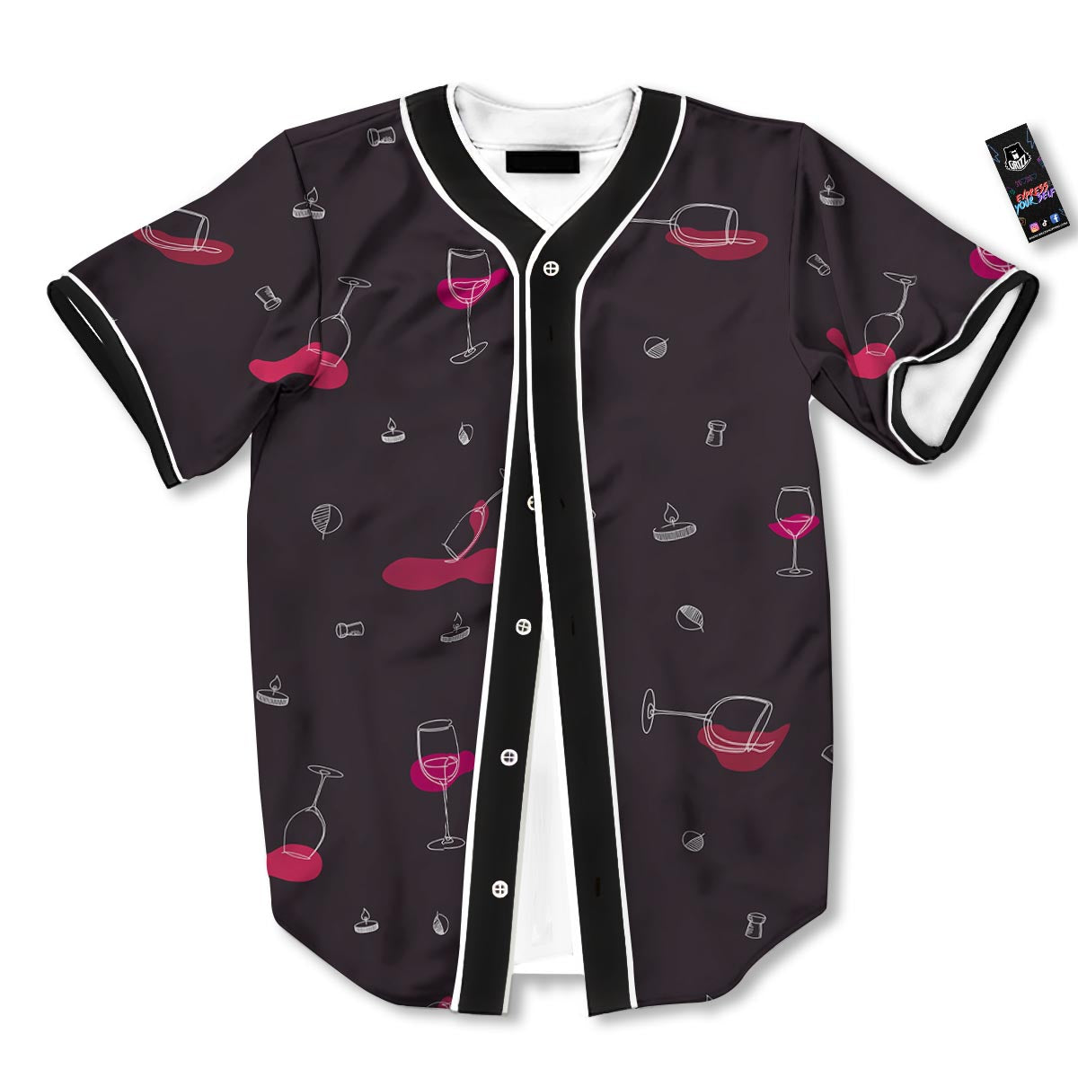 Wine Splash Print Pattern Baseball Jersey-grizzshop