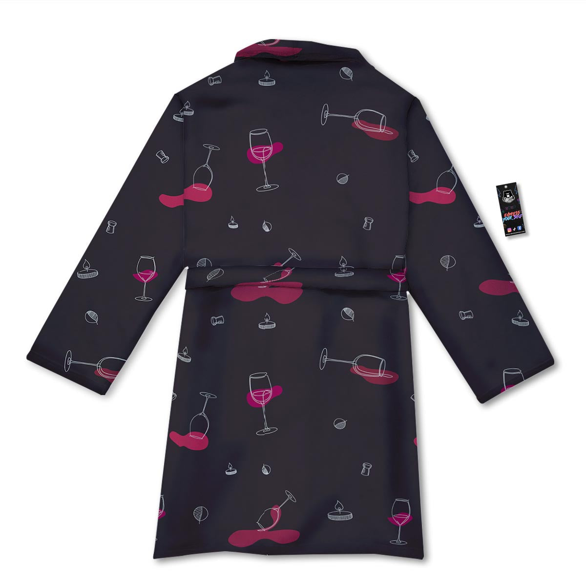 Wine Splash Print Pattern Bathrobe-grizzshop