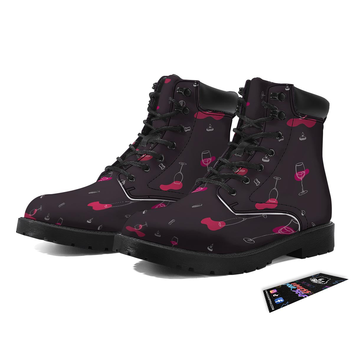Wine Splash Print Pattern Boots-grizzshop