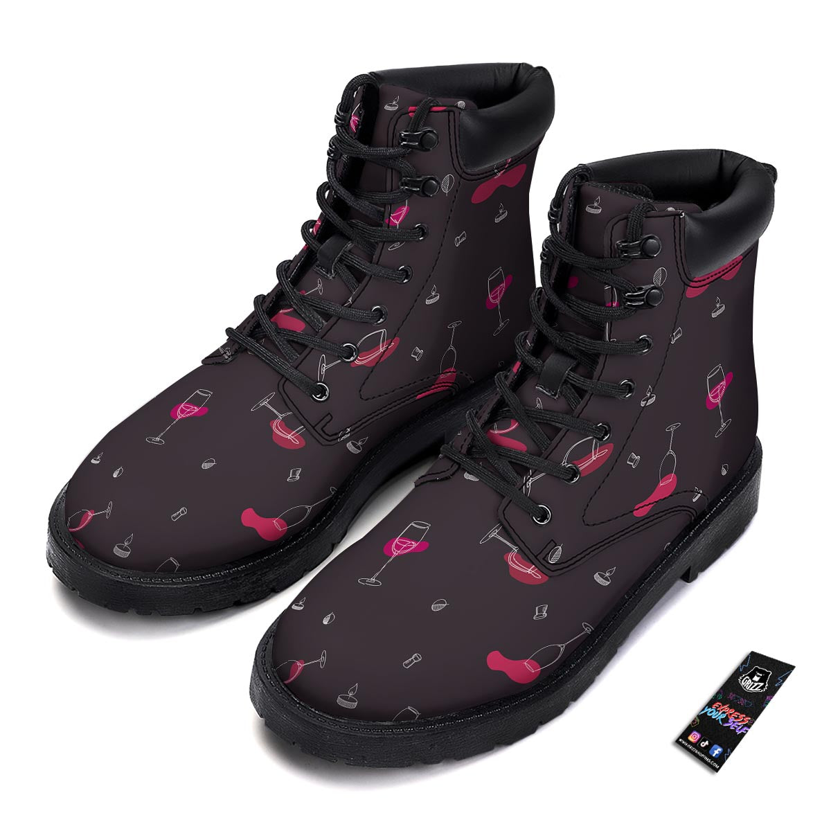 Wine Splash Print Pattern Boots-grizzshop