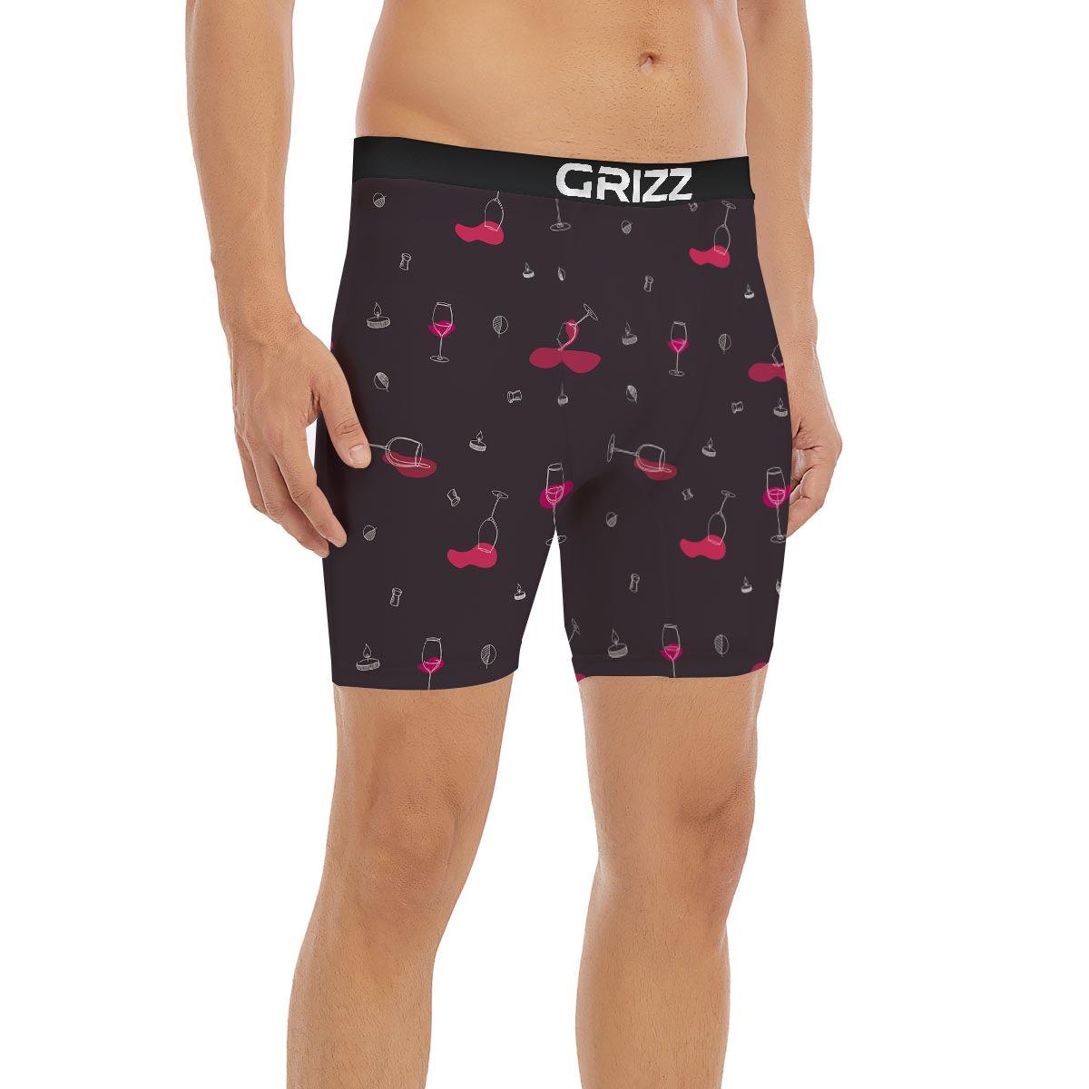Wine Splash Print Pattern Boxer Briefs-grizzshop