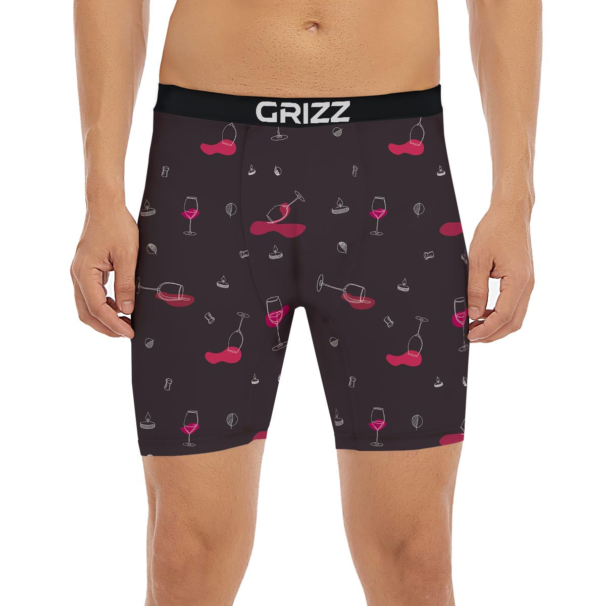 Wine Splash Print Pattern Boxer Briefs-grizzshop
