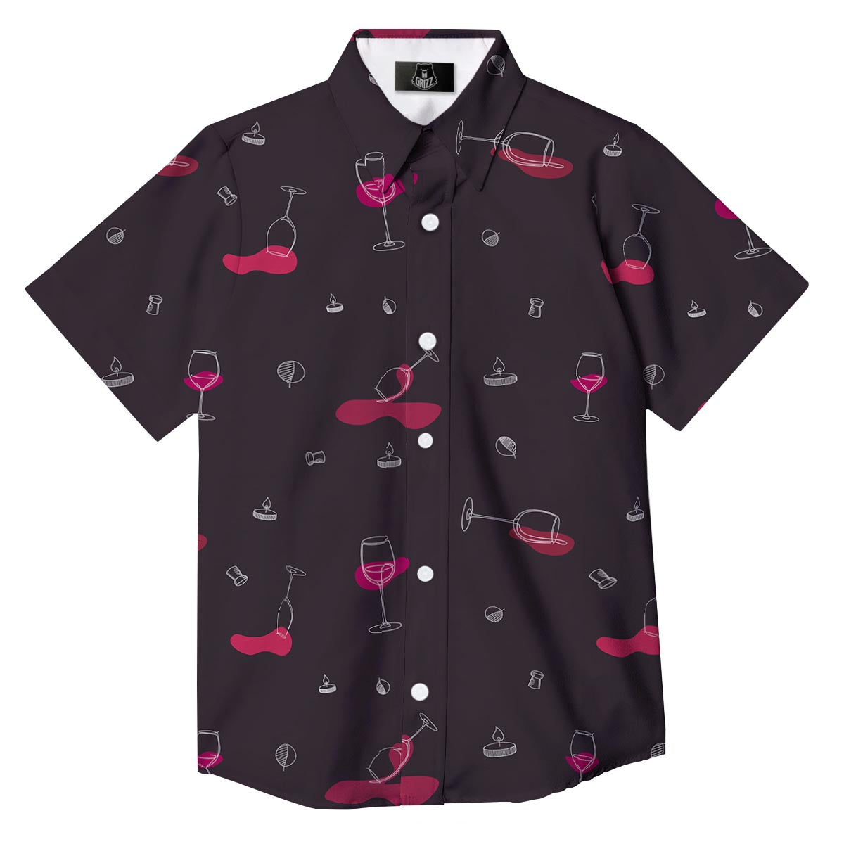 Wine Splash Print Pattern Button Up Shirt-grizzshop