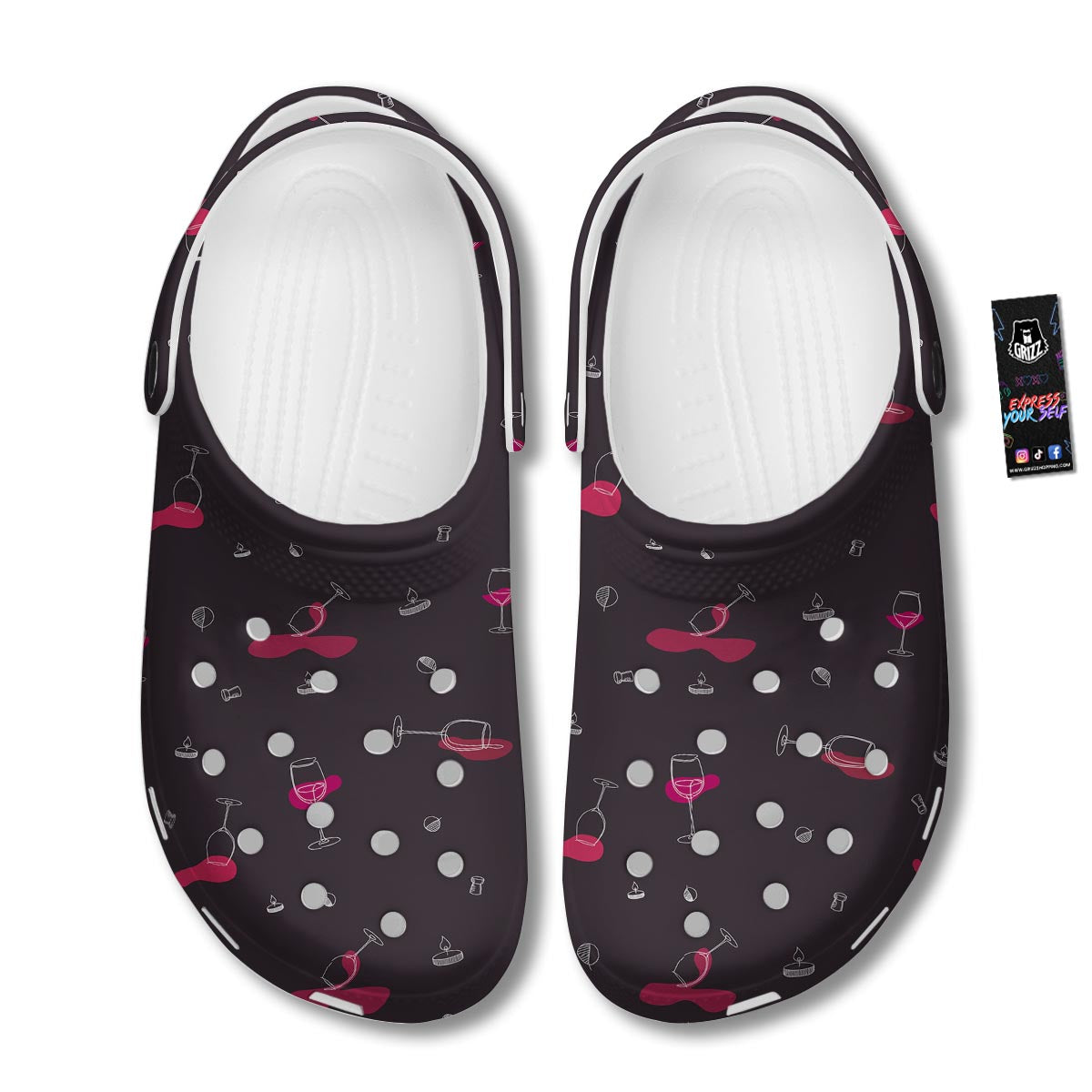Wine Splash Print Pattern Clog-grizzshop