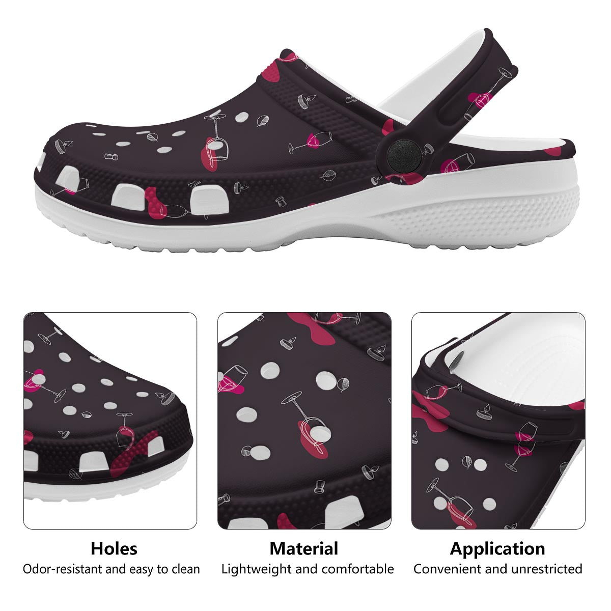Wine Splash Print Pattern Clog-grizzshop